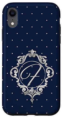 iPhone XR Blue ornamental initial letter F monogram elegant Case