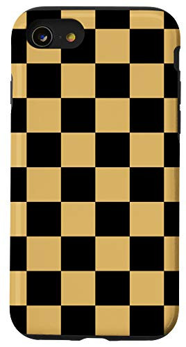 iPhone SE (2020) / 7 / 8 Black Yellow Checkerboard Pattern Chess Checkered Lover Gift Case