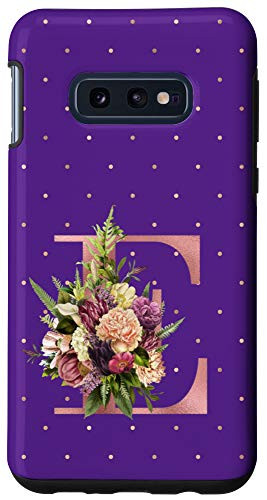 Galaxy S10e Purple floral Initial Letter E monogram blush lilac flowers Case
