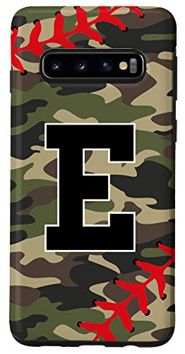 Galaxy S10 Baseball Softball Letter E Initial Gift Ball Player Camo Case