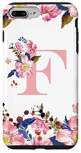 iPhone 7 Plus/8 Plus Flower Pattern Watercolor Floral Monogram Initial Letter F Case