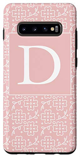 Galaxy S10Plus Floral Monogram Letter D Pink Case