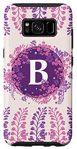 Galaxy S8 Letter B Initial Flower Pink and Purple Pattern Gift Case