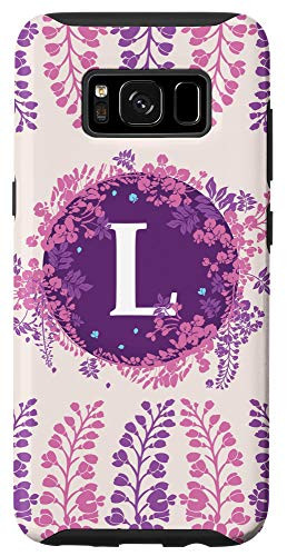 Galaxy S8 Letter L Initial Flower Pink and Purple Pattern Gift Case