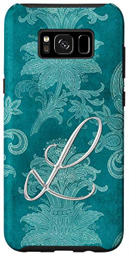 Galaxy S8Plus Teal floral Initial letter L monogram teal ornamental Case