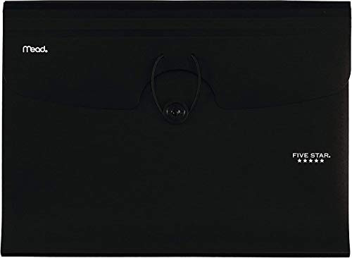 Five Star 6-Pocket Expanding File Organizer, Plastic Expandable Letter Size File Folders with Pockets, Home Office Supplies, Portable Paper Organizer for Receipts, Bills, Documents, Black New (72391)