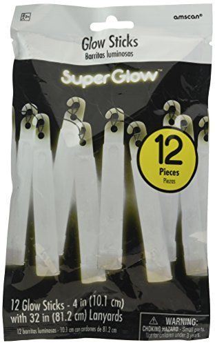 Amscan 345700.1 4" Glow Stick Value Pack- White, Party Accessory -12 ct.