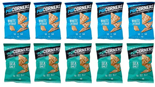 Popcorners Popped Corn Chips 2 Flavor 10 Individual Bag Variety Bundle - 5 Each: White Cheddar and Salt of the Earth, 1 Ounce ea Popcorners Popped Corn Chips 2 Flavor 10 Individual Bag Variety Bundle - 5 Each: White Cheddar and Salt of the Earth, 1 Ounce ea