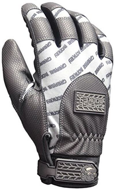 Grease Monkey Crew Chief Extreme Mechanic Gloves with Touchscreen Capabilities, Gray/White, Large