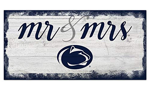 Fan Creations NCAA Penn State Nittany Lions Unisex Penn State University Script Mr  and  Mrs Sign, Team Color, 6 x 12