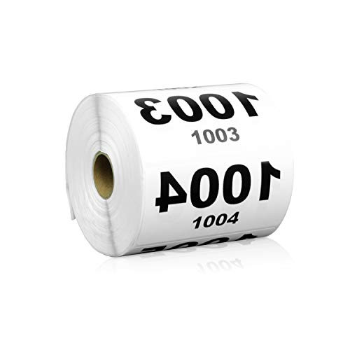 1 Roll - TUCO DEALS 4" x 2" Reverse Numbered 1001-2000 Labels for Inventory Counting Consecutive Number - 1000 Labels