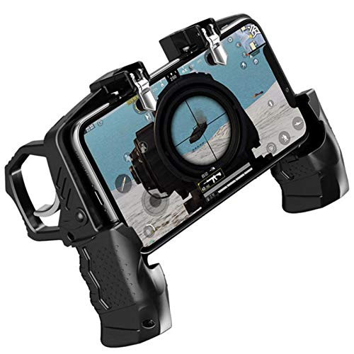 QINGLOU Mobile Game Controller K21 PUGB Helper 4 Finger Linkage Game Handle Fast Shooting and Aim Trigger Joystick Gamepad for PUBG Rules of Survival Game for 465 iOS Android Phone parsimonious