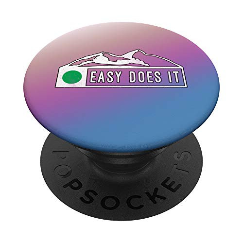 Easy Does It Green Marker Mountain Sign Ski Skier Snowboard PopSockets PopGrip: Swappable Grip for Phones  and  Tablets