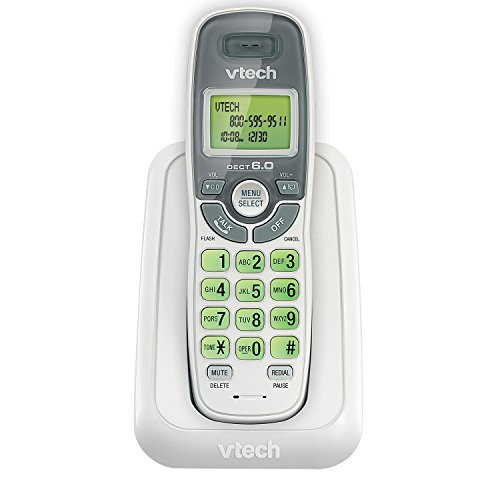 VTech CS6114 DECT 6.0 Cordless Phone with Caller ID/Call Waiting, White/Grey with 1 Handset (Renewed)