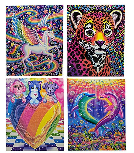 Lisa Frank 2 Pocket Glitter Folders Assorted Designs