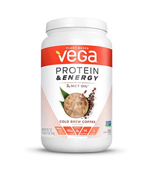 Vega Protein and Energy, Cold Brew Coffee, Plant Based Coffee Protein Powder - Vegan Protein Powder, Keto-Friendly, MCT Oil, Gluten Free, Dairy Free, Soy Free, Non GMO (24 Servings, 1lb 13.7oz) Vega Protein and Energy, Cold Brew Coffee, Plant Based Coffee Protein Powder - Vegan Protein Powder, Keto-Friendly, MCT Oil, Gluten Free, Dairy Free, Soy Free, Non GMO (24 Servings, 1lb 13.7oz)