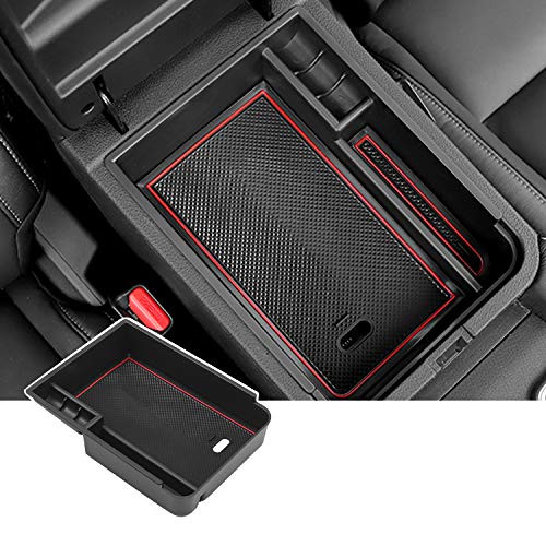 SKTU Compatible With 2020 2021 Sentra Car Center Console Organizer Insert ABS Black Materials Tray Armrest Box Glove Secondary Storage Box with Coin and Glass Holder