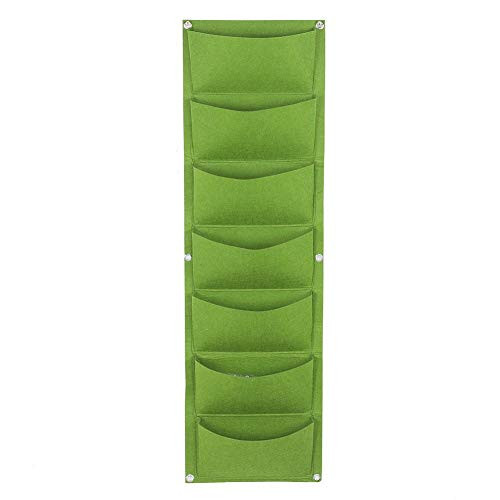 Jeffergarden Plant Grow Bag 7 Pockets Degradable Vertical Hanging Wall Garden Patio Balcony Planter Container(Green)