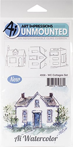 Art Impressions Watercolor Cling Rubber Stamps, Cottages