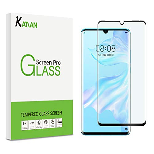 KATIAN Compatible with Huawei P30 Pro Screen Protector, KATIAN 3D HD Full Coverage Protector [Anti-Scratch] [No-Bubble], 9H Hardness Tempered Glass Screen Film for Huawei P30 Pro [Black]