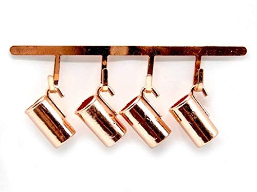 Melody Jane Dollhouse 4 Copper Hanging Jugs  and  Rack Miniature 1:12 Kitchen Accessory Set