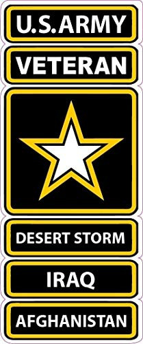 U.S. Army Veterans Desert Storm, Iraq, Afghanistan 6" x 2.75" Sticker for Car Decal Truck Window Laptop Auto Vinyl Motorcycle Helmet