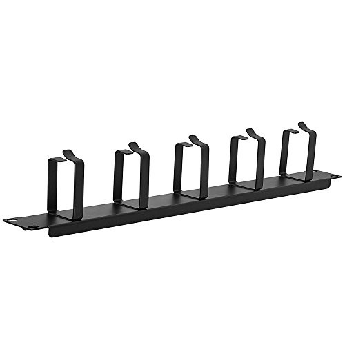 Cmple Rack Mount Cable Management Panel 1U Horizontal 19-Inch with 5 D-Rings 3-Inches Deep