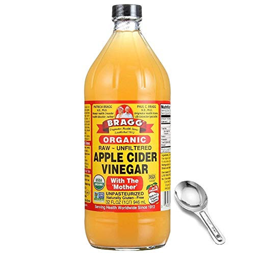 Bragg Organic Apple Cider Vinegar With the Mother USDA Certified Organic  Raw, Unfiltered All Natural Ingredients, 32 Fl Oz W/ Measuring Spoon