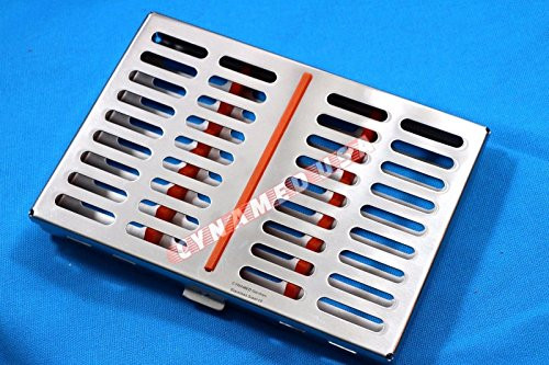 1 German Stainless Dental Autoclave Sterilization Cassette Rack Box Tray for 10 Instruments