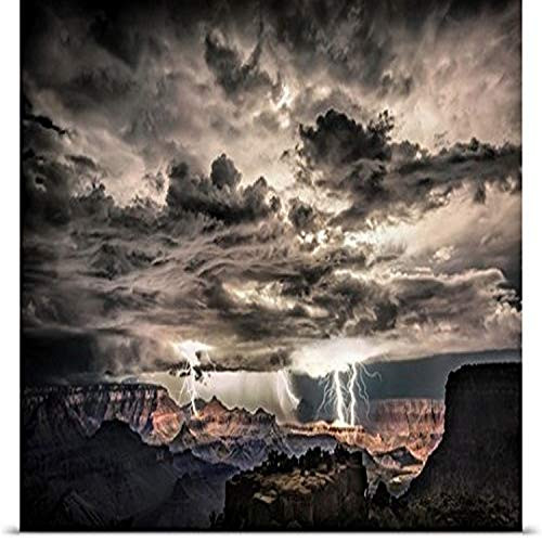 GREATBIGCANVAS Entitled Lightning Storm at Night Over The Grand Canyon Poster Print, 24" x 16", Multicolor