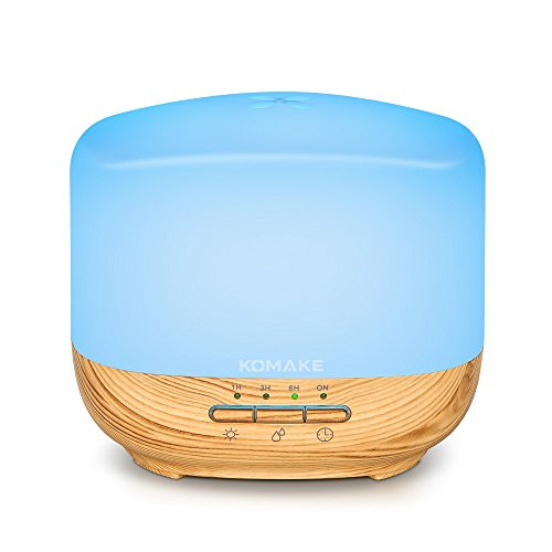 Komake Essential Oil Diffuser, 500ml Ultrasonic Cool Mist Humidifier Aromatherapy Diffuser with Adjustable Mist Mode,Waterless Auto Shut-off,4 Timer Setting&7 Colors Changing for Home Office Bedroom