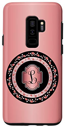 Galaxy S9Plus Letter L Rose Flowers Monogram for Girls and Women Pink Case