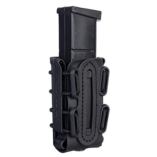 IDOGEAR Pistol Mag Pouch 9MM Magazine Pouch Softshell Belt Mag Carrier for .40 S and W .45 ACP Magazines Short Version (Black-Short)