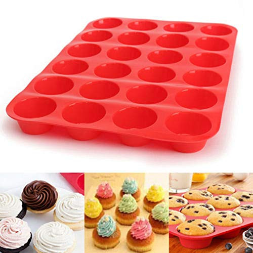 YU.Dafe Reusable Silicone Baking Cups, 24 Cavity Mini Muffin Pan Non Stick Food Grade Egg Muffin Baking Molds