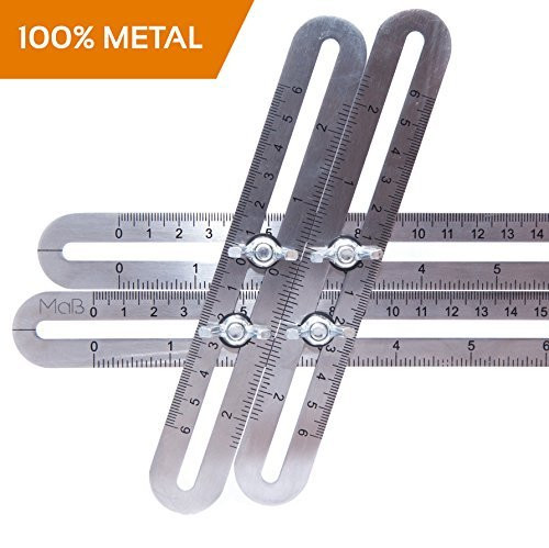 Maßstab Template Tool, Multi-Angle Measuring Ruler - Stainless Steel | for Builders, Craftsmen, Carpenters, Handymen, Roofers, Tilers and DIY-ers