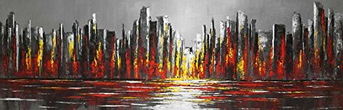 Abstract Red Skyline Poster Print by Atelier B Art Studio (8 x 24)