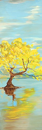 Posterazzi Collection Spring Lanscape with A Tree in A Lake Poster Print by Atelier B Art Studio (8 x 24)