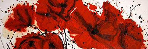 Posterazzi Collection Abstract RED Flowers Field Poster Print by Atelier B Art Studio (24 x 8)
