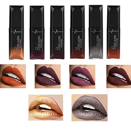 Kisshine Liquid Lipstick Gothic Lip Gloss Matte Lip Glaze Waterproof Lips Gloss Cosmetics Gift for Women and Girls (Gold 18 ) Kisshine Liquid Lipstick Gothic Lip Gloss Matte Lip Glaze Waterproof Lips Gloss Cosmetics Gift for Women and Girls (Gold 18 )