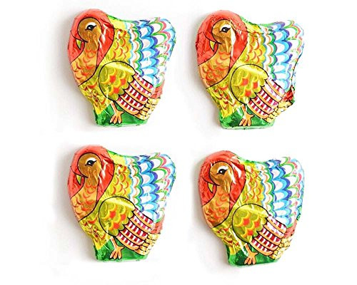 Madelaine Highly Detailed, Solid Premium Milk Chocolate Miniature Turkeys Wrapped In Colorful Italian Foil - 1/2 Pound