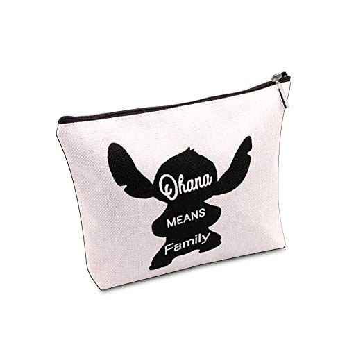 JXGZSO Hawaiian Ohana Means Family Makeup Bag With Zipper Gifts For Women Cosmetic Bag (Ohana Means Family) JXGZSO Hawaiian Ohana Means Family Makeup Bag With Zipper Gifts For Women Cosmetic Bag (Ohana Means Family)