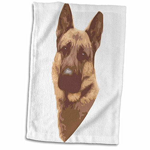 3D Rose Cute and Cuddly Canine German Shepard Face Towel, 15" x 22"
