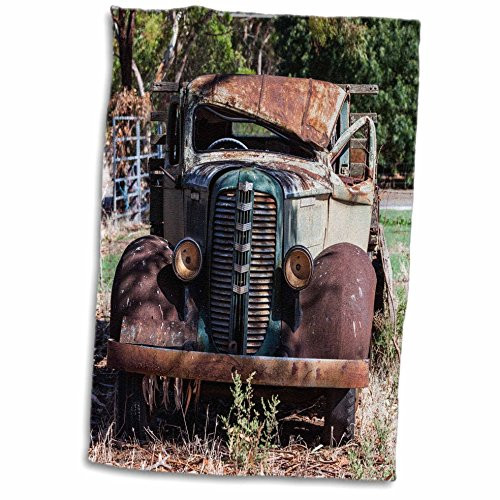 3D Rose Australia-Farrell Flat-Old Truck Hand Towel, 15" x 22"