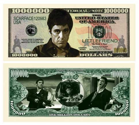 American Art Classics Al Pacino Scarface Million Dollar Novelty Bill in Collectible Currency Holder