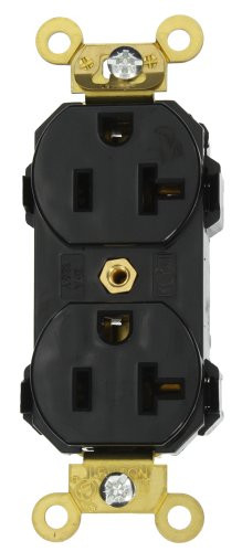 Leviton M5362-E Lev-Lok Modular Wiring Device 20-Amp, 125 Volt, Wide Body Duplex Receptacle, Industrial Grade, Straight Blade, Self Grounding, Black