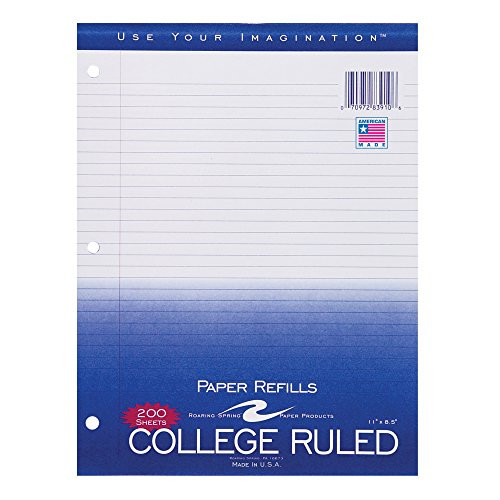 Roaring Spring Filler Paper, College Ruled, 8.5" x 11", 200 sheets