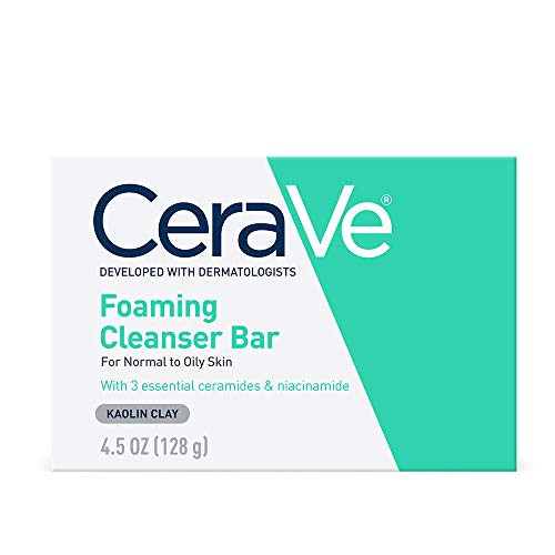 CeraVe Foaming Cleanser Bar - Soap-Free Body and Face Cleanser Bar for Oily Skin - Fragrance Free - 4.5 Ounce