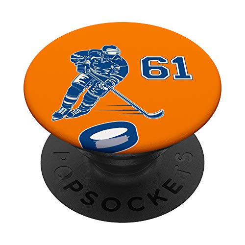 61 Hockey Number Player Design  61 PopSockets Grip and Stand for Phones and Tablets
