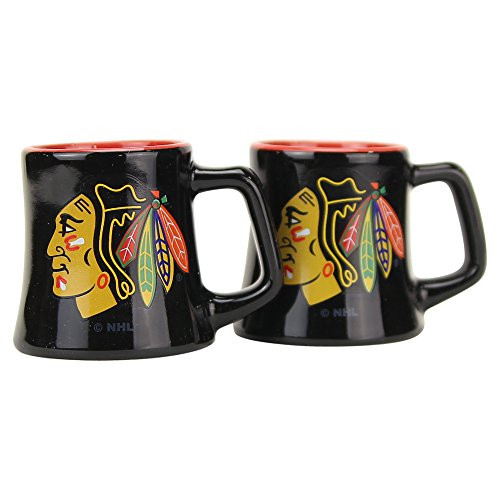 NHL Full Color Sclupted Mug 2oz Shot Glass 2-Pack (Chicago Blackhawks)
