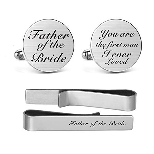 MUEEU Father of The Bride Cufflink Engraved You are The First Man I Ever Loved Dad Father Round Cufflinks and Tie Bar (Round Father of The Bride Cufflinks Set) MUEEU Father of The Bride Cufflink Engraved You are The First Man I Ever Loved Dad Father Round Cufflinks and Tie Bar (Round Father of The Bride Cufflinks Set)